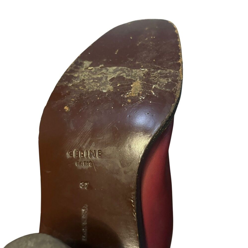 Celine Burgundy Block Heel V neck Boots 37 - Picture 8 of 11